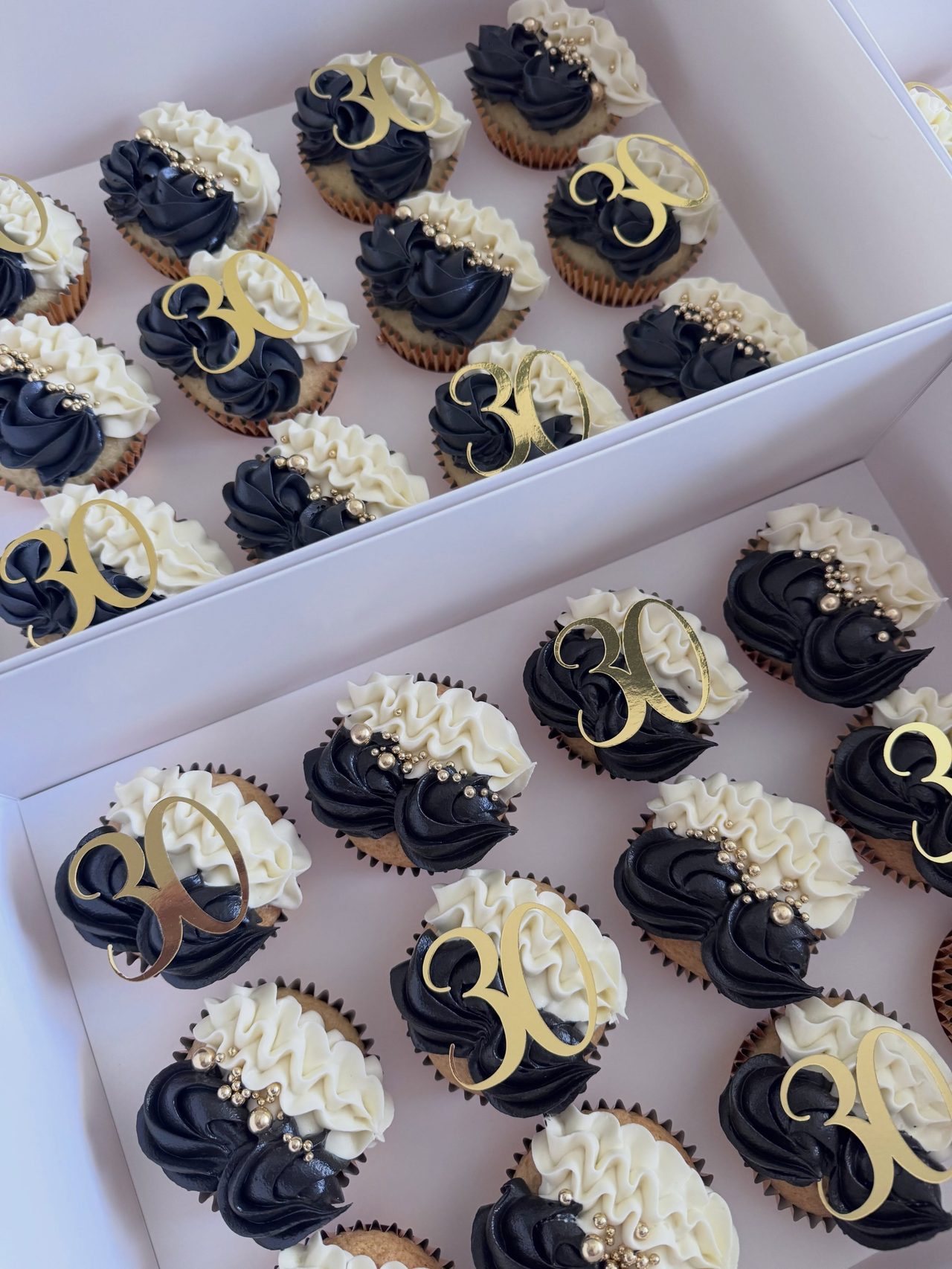 Black and white 30th cupcakes